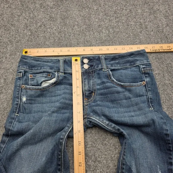 American Eagle Artist Flare Jeans Womens Size 6 Regular Blue Stretch Denim Boho - Picture 4 of 8